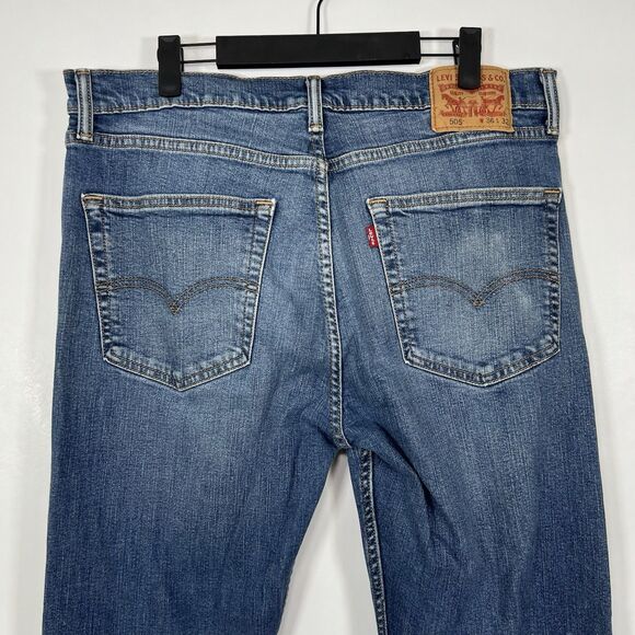 Levi's 505 Jeans Straight Leg Regular Fit Mens 36x32 (34x32 Measured) Light Wash - Picture 10 of 16